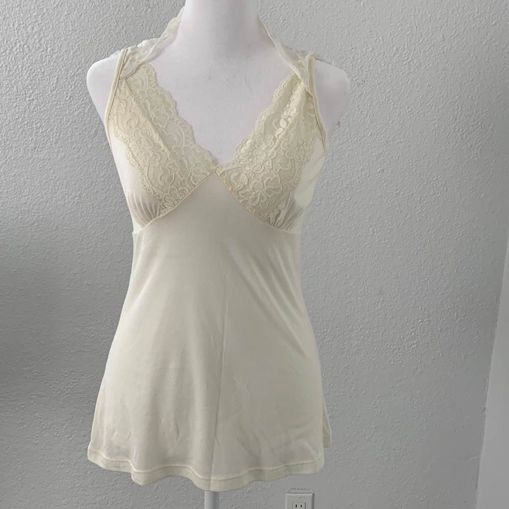 NWOT Free Lunch brand cream/ivory with lace tank top